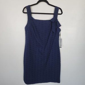 NWT Karl Lagerfeld Navy Eyelet Dress with bow at strap Size 8